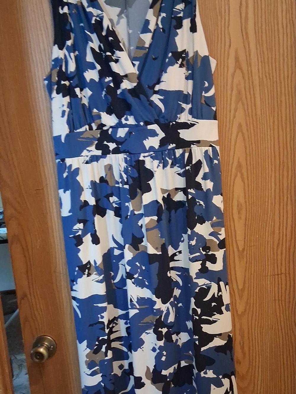 Veronica M Blue and White Floral Maxi Dress 1x